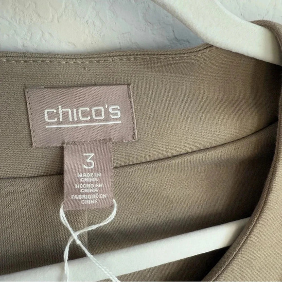 Chico’s Women Faux Fur Ponte Taupe Tan Jacket Cardigan Paneled Solid Size 3 NWOT - Picture 6 of 11